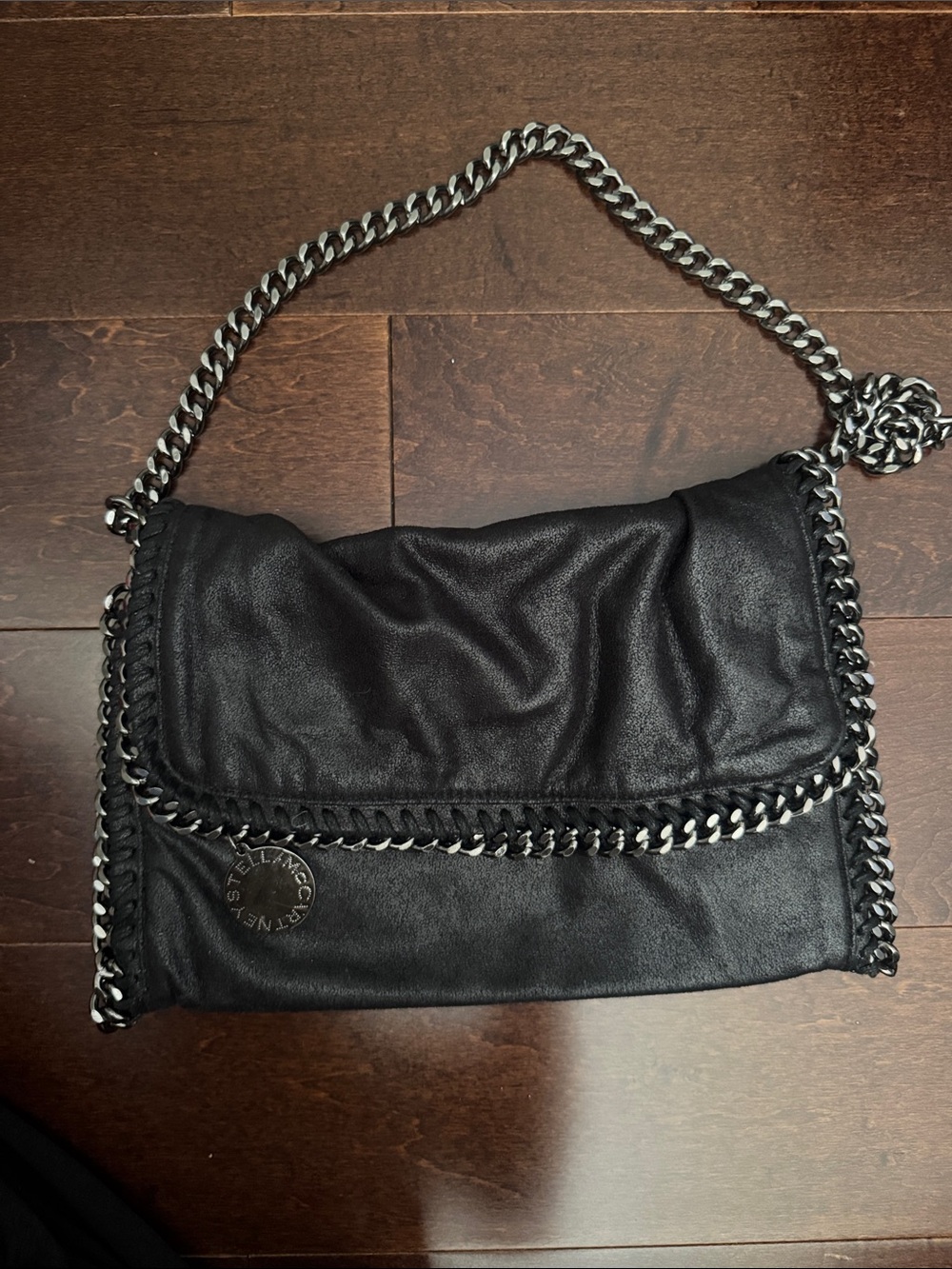Stella McCartney Black Chain-Trim Shoulder Bag
